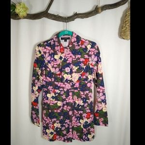 Tara Harmon dark floral cotton trench coat